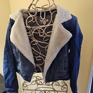 Mossimo Supply Co. Blue Jean Jacket with Cream Sherpa